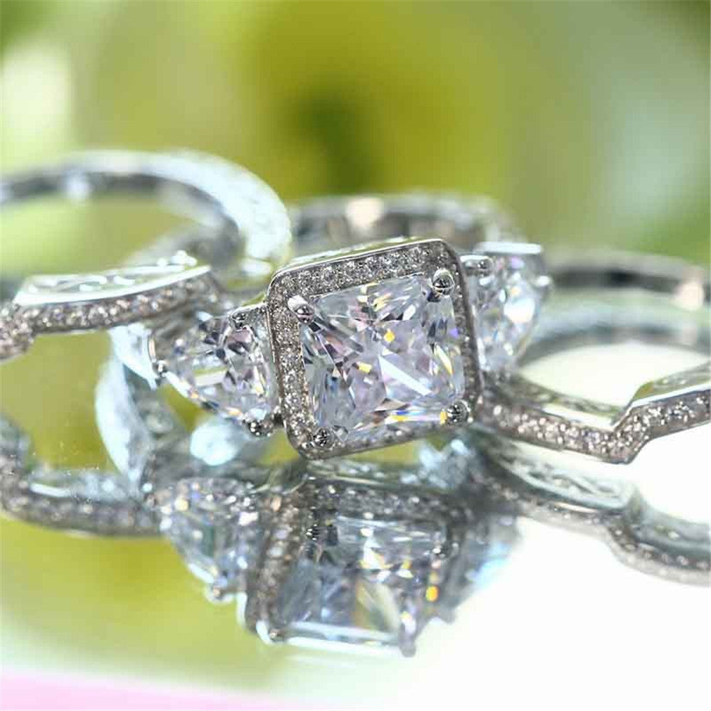 Square Ring, Moonstone Wedding Ring